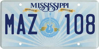 MS license plate MAZ108
