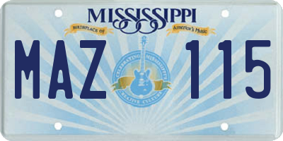 MS license plate MAZ115