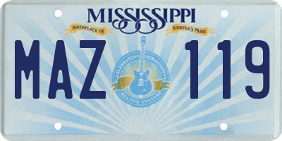 MS license plate MAZ119