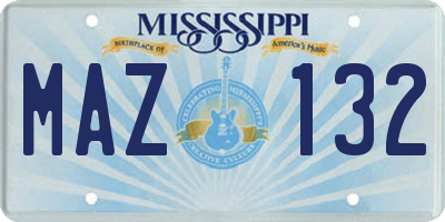 MS license plate MAZ132