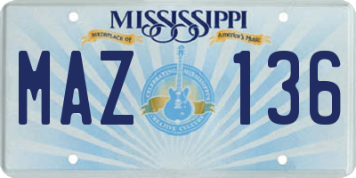 MS license plate MAZ136