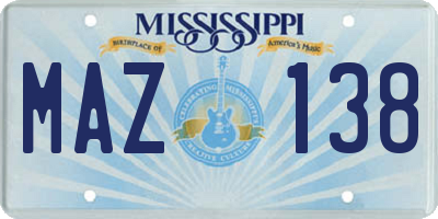MS license plate MAZ138