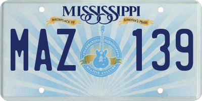 MS license plate MAZ139
