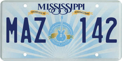 MS license plate MAZ142