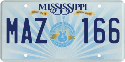 MS license plate MAZ166