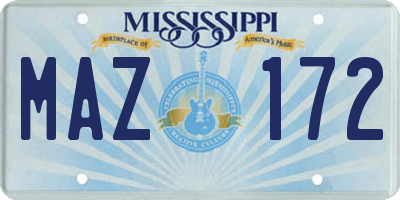MS license plate MAZ172