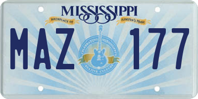 MS license plate MAZ177