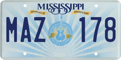 MS license plate MAZ178