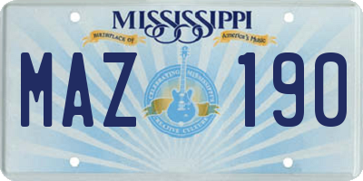 MS license plate MAZ190