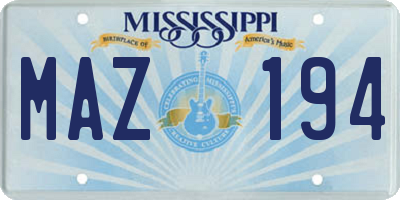 MS license plate MAZ194