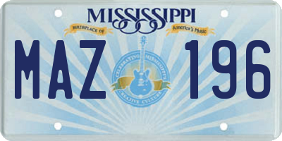 MS license plate MAZ196