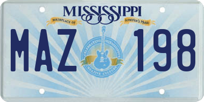 MS license plate MAZ198