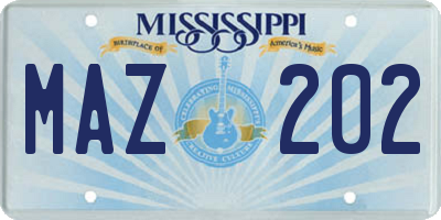 MS license plate MAZ202