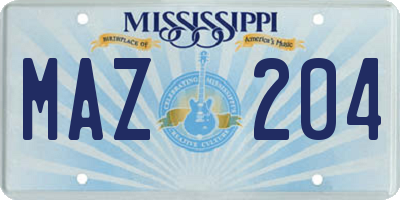 MS license plate MAZ204