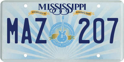 MS license plate MAZ207