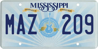 MS license plate MAZ209