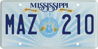 MS license plate MAZ210