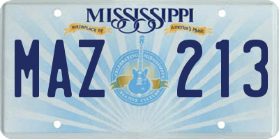 MS license plate MAZ213