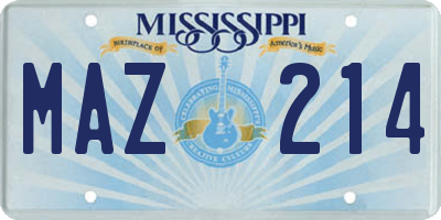 MS license plate MAZ214