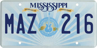 MS license plate MAZ216
