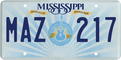 MS license plate MAZ217