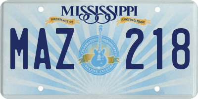 MS license plate MAZ218