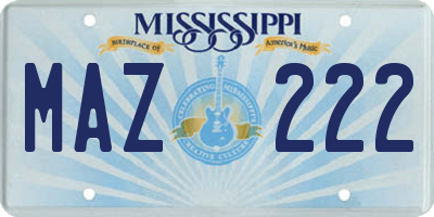 MS license plate MAZ222