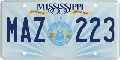 MS license plate MAZ223