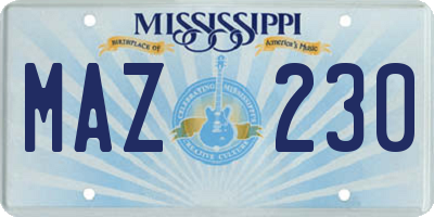 MS license plate MAZ230