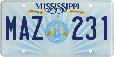 MS license plate MAZ231
