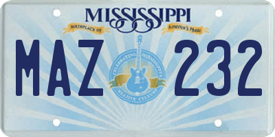 MS license plate MAZ232