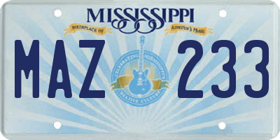 MS license plate MAZ233