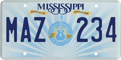 MS license plate MAZ234