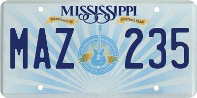 MS license plate MAZ235