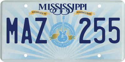 MS license plate MAZ255