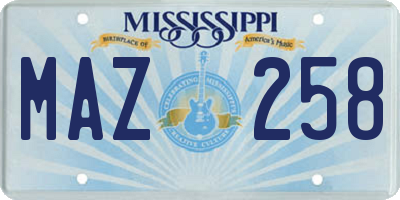 MS license plate MAZ258