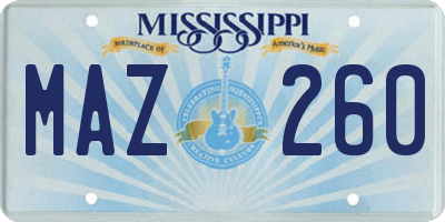 MS license plate MAZ260