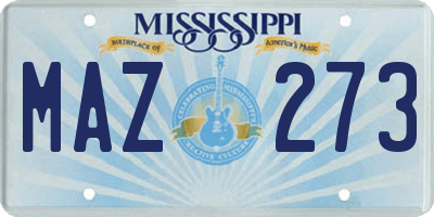 MS license plate MAZ273