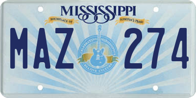 MS license plate MAZ274