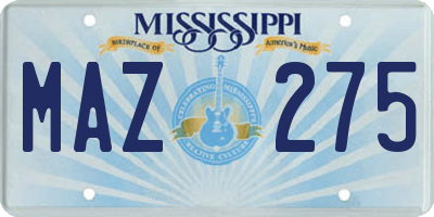 MS license plate MAZ275