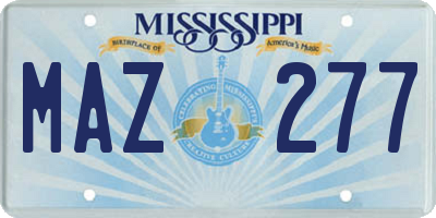 MS license plate MAZ277