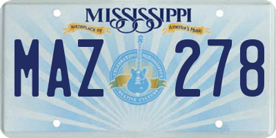 MS license plate MAZ278