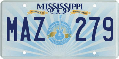 MS license plate MAZ279