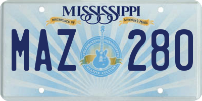 MS license plate MAZ280