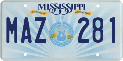 MS license plate MAZ281