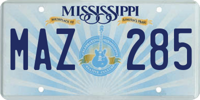 MS license plate MAZ285