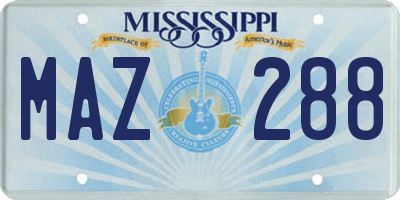 MS license plate MAZ288