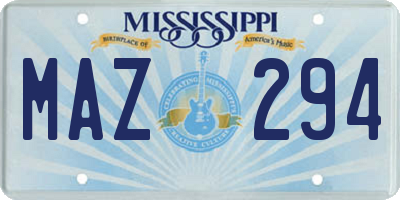 MS license plate MAZ294