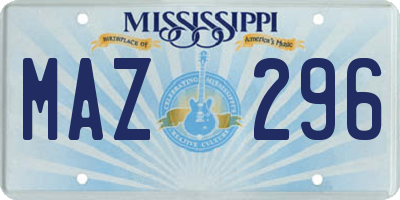 MS license plate MAZ296