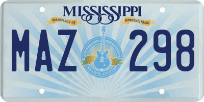 MS license plate MAZ298